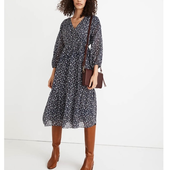 Madewell Dresses & Skirts - NWT MADEWELL Tie-Waist Midi Dress in Harvest Vine Small Dark Floral